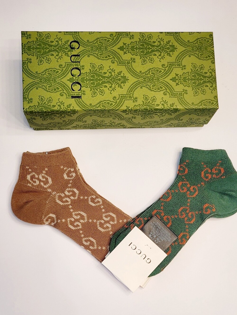 🇮🇹Gucci Ankle Socks🧦Green&Brown 2 Pairs✨️